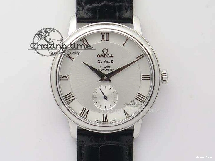 0420 Flexible De Ville MK 1:1 Best Edition SS White Dial On Black Leather Asian Seagull T1701 (Sec@6) 8244